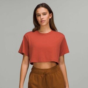 Lululemon Athletica Pima Cotton Cropped Short Sleeve Tee - Rust Size S